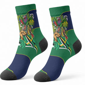Dominica Independence Day Crew Socks Sisserou Parrot Creole Culture Island Flag Art
