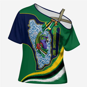 Dominica Independence Day Cross Shoulder Shirt Sisserou Parrot Creole Culture Island Flag Art