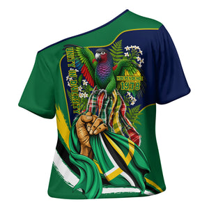 Dominica Independence Day Cross Shoulder Shirt Sisserou Parrot Creole Culture Island Flag Art