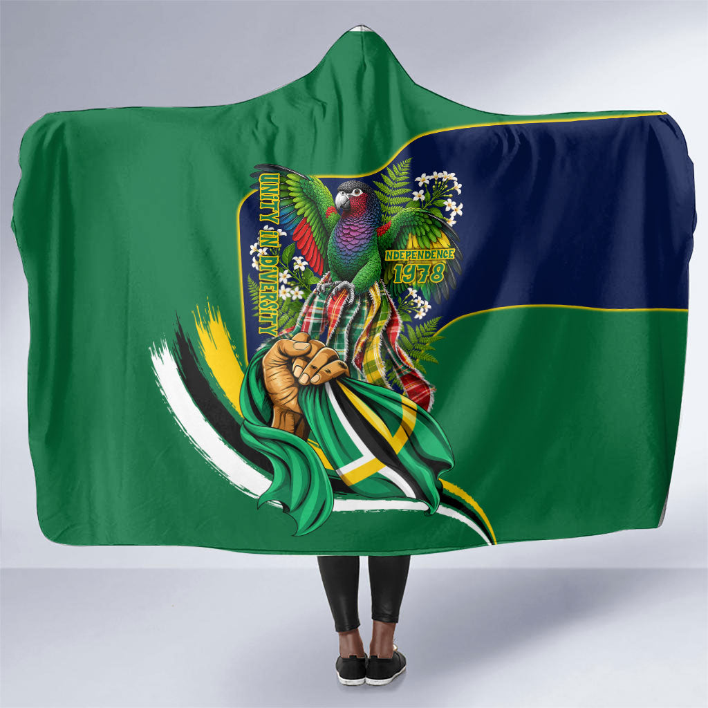 Dominica Independence Day Hooded Blanket Sisserou Parrot Creole Culture Island Flag Art