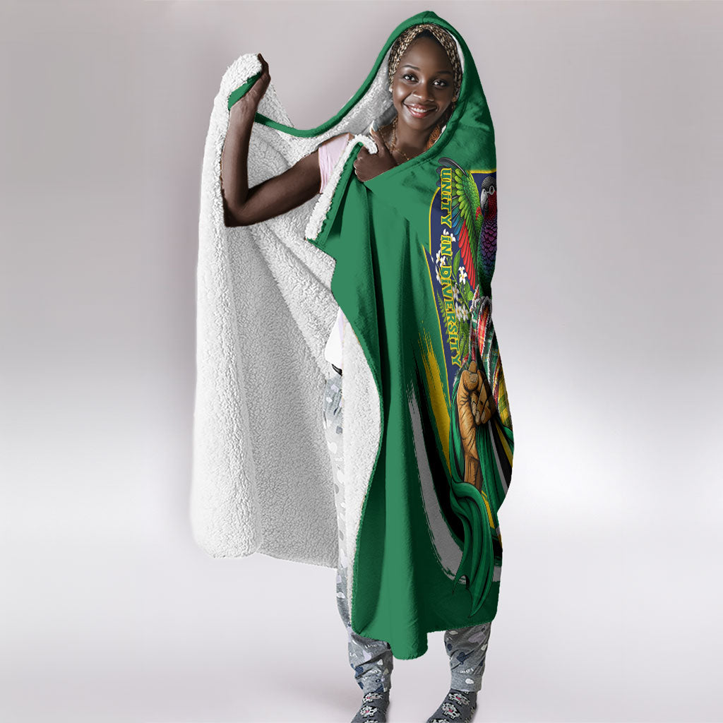 Dominica Independence Day Hooded Blanket Sisserou Parrot Creole Culture Island Flag Art