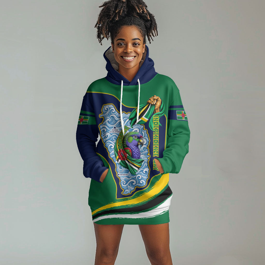 Dominica Independence Day Hoodie Dress Sisserou Parrot Creole Culture Island Flag Art
