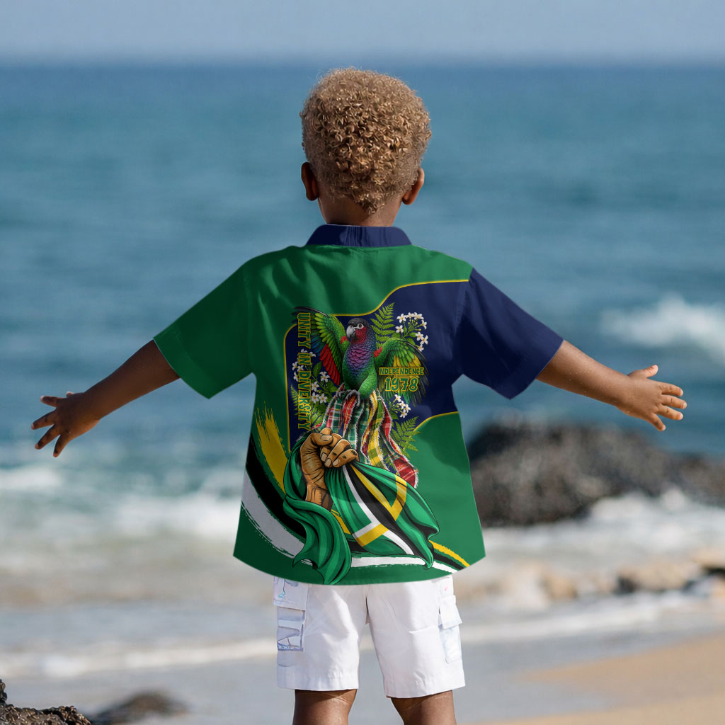 Dominica Independence Day Kid Hawaiian Shirt Sisserou Parrot Creole Culture Island Flag Art
