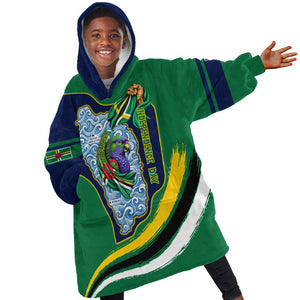 Dominica Independence Day Kid Wearable Blanket Hoodie Sisserou Parrot Creole Culture Island Flag Art