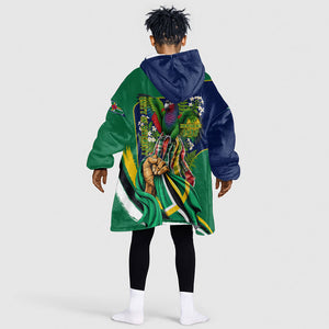 Dominica Independence Day Kid Wearable Blanket Hoodie Sisserou Parrot Creole Culture Island Flag Art
