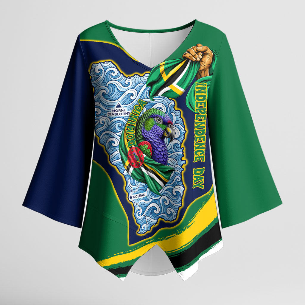 Dominica Independence Day Kimono Sleeve Blouse Sisserou Parrot Creole Culture Island Flag Art