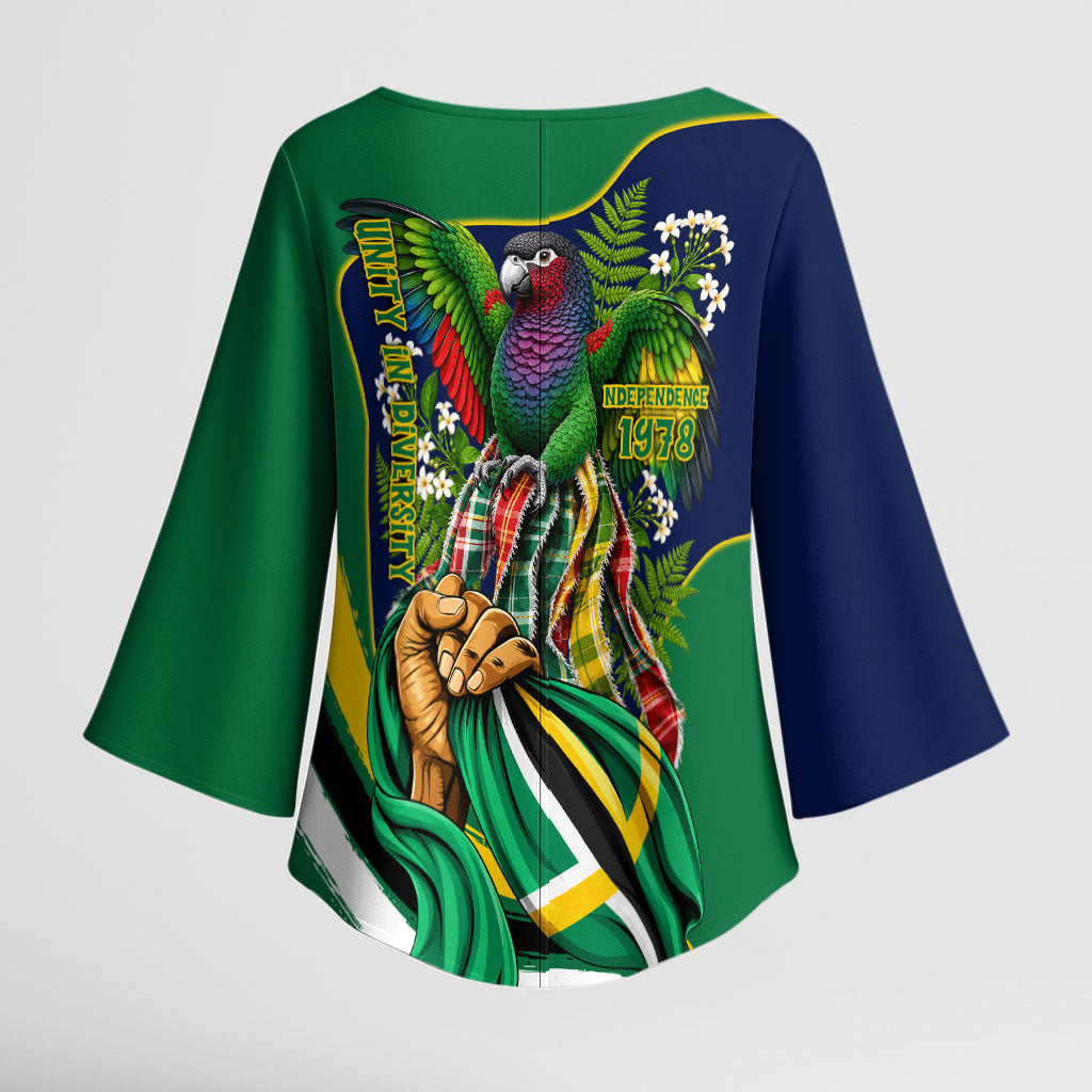 Dominica Independence Day Kimono Sleeve Blouse Sisserou Parrot Creole Culture Island Flag Art
