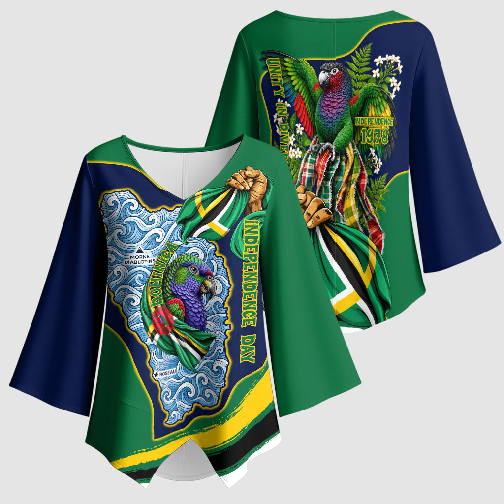 Dominica Independence Day Kimono Sleeve Blouse Sisserou Parrot Creole Culture Island Flag Art