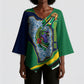 Dominica Independence Day Kimono Sleeve Blouse Sisserou Parrot Creole Culture Island Flag Art