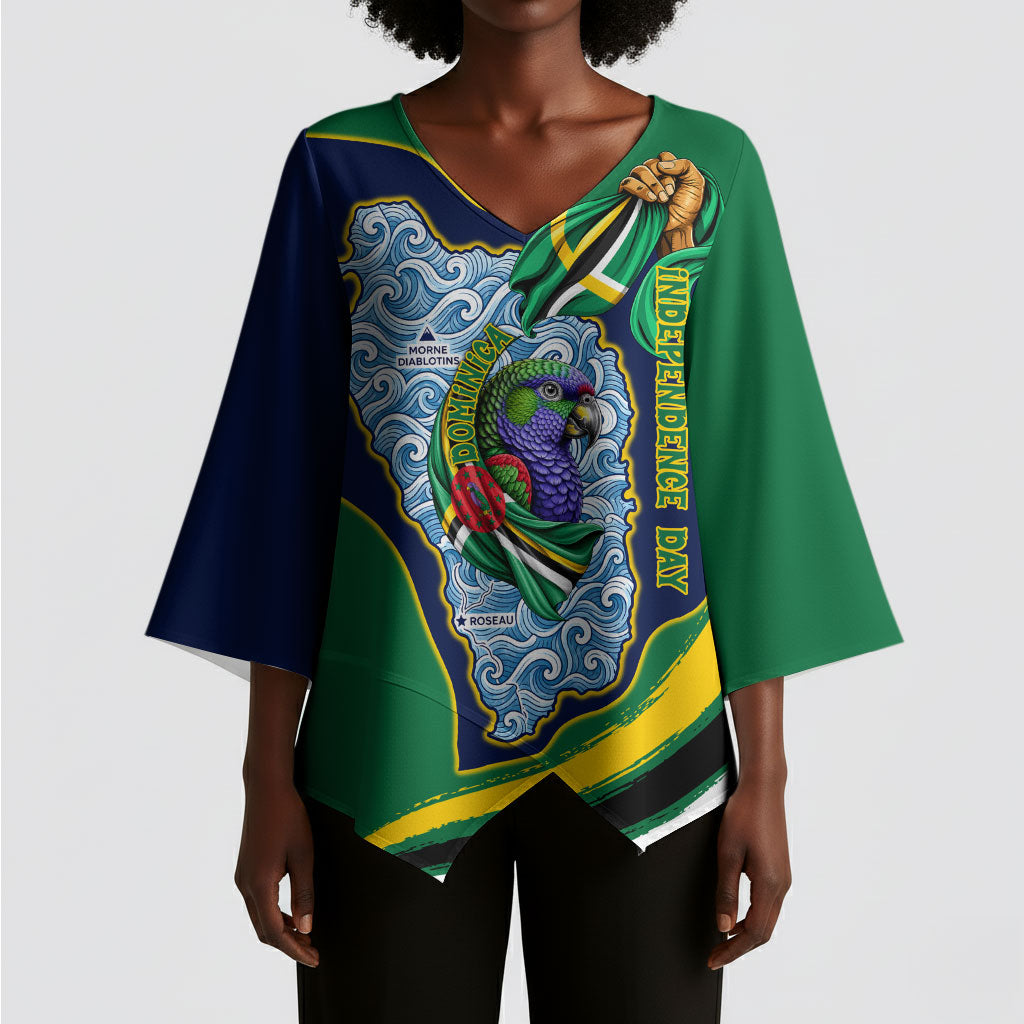 Dominica Independence Day Kimono Sleeve Blouse Sisserou Parrot Creole Culture Island Flag Art