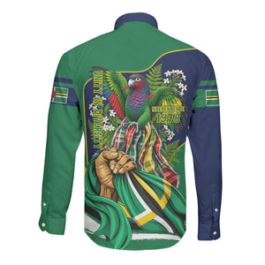 Dominica Independence Day Long Sleeve Button Shirt Sisserou Parrot Creole Culture Island Flag Art