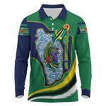 Dominica Independence Day Long Sleeve Polo Shirt Sisserou Parrot Creole Culture Island Flag Art