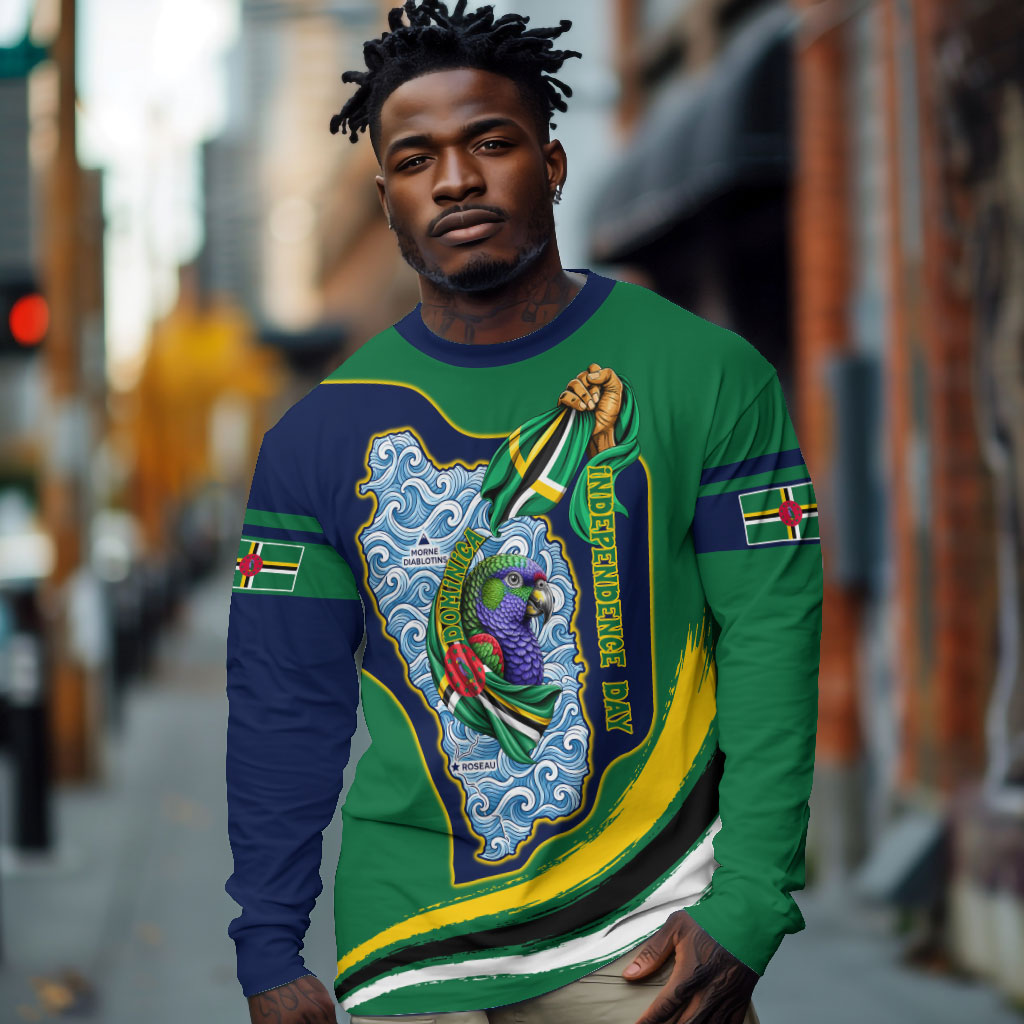 Dominica Independence Day Long Sleeve Shirt Sisserou Parrot Creole Culture Island Flag Art