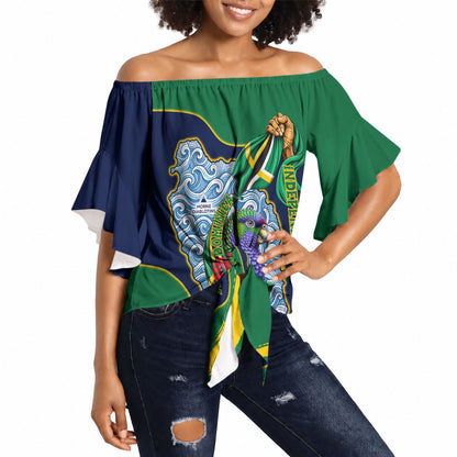 Dominica Independence Day Off Shoulder Wrap Waist Top Sisserou Parrot Creole Culture Island Flag Art
