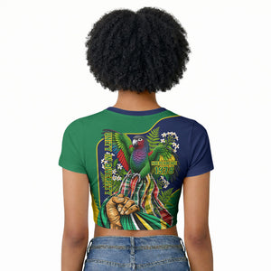 Dominica Independence Day Raglan Cropped T shirt Sisserou Parrot Creole Culture Island Flag Art