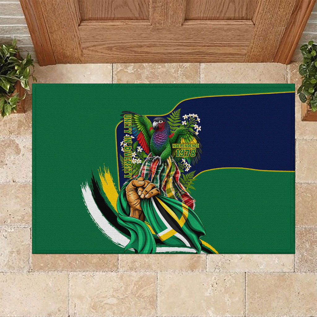 Dominica Independence Day Rubber Doormat Sisserou Parrot Creole Culture Island Flag Art