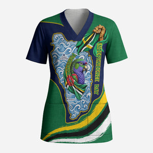 Dominica Independence Day Scrub Top Sisserou Parrot Creole Culture Island Flag Art