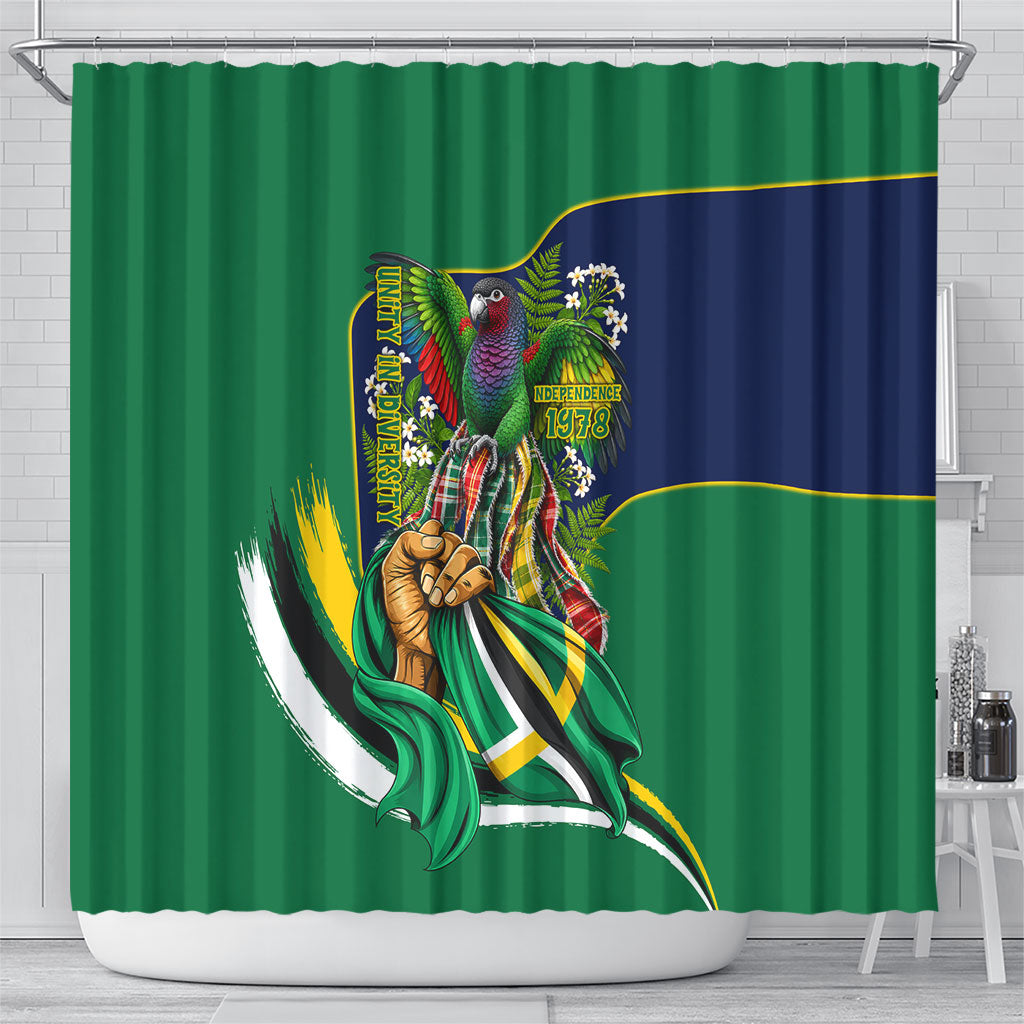 Dominica Independence Day Shower Curtain Sisserou Parrot Creole Culture Island Flag Art