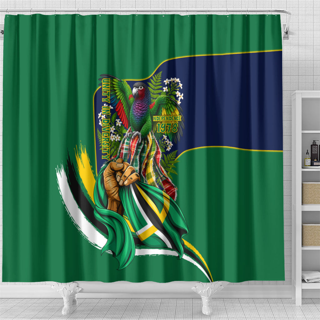Dominica Independence Day Shower Curtain Sisserou Parrot Creole Culture Island Flag Art