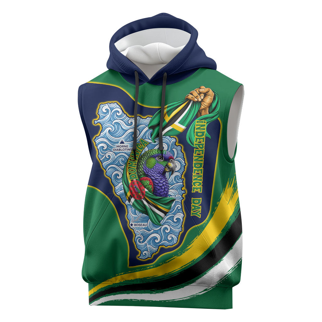 Dominica Independence Day Sleeveless Hoodie Sisserou Parrot Creole Culture Island Flag Art