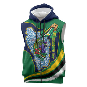 Dominica Independence Day Sleeveless Zip Hoodie Sisserou Parrot Creole Culture Island Flag Art