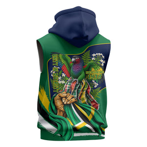 Dominica Independence Day Sleeveless Zip Hoodie Sisserou Parrot Creole Culture Island Flag Art