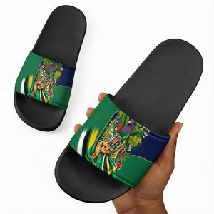 Dominica Independence Day Slide Sandals Sisserou Parrot Creole Culture Island Flag Art