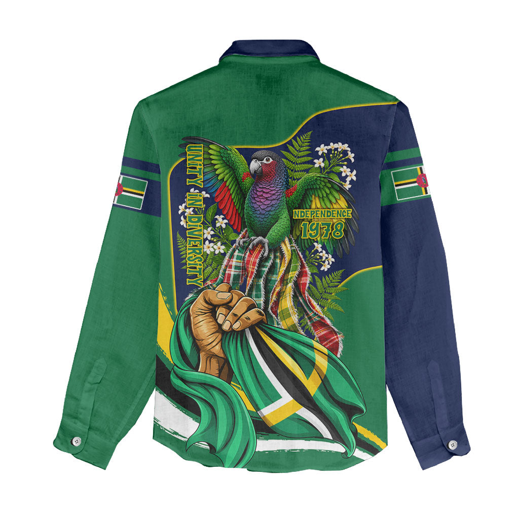 Dominica Independence Day Women Casual Shirt Sisserou Parrot Creole Culture Island Flag Art