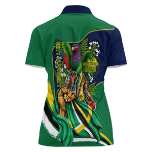 Dominica Independence Day Women Polo Shirt Sisserou Parrot Creole Culture Island Flag Art