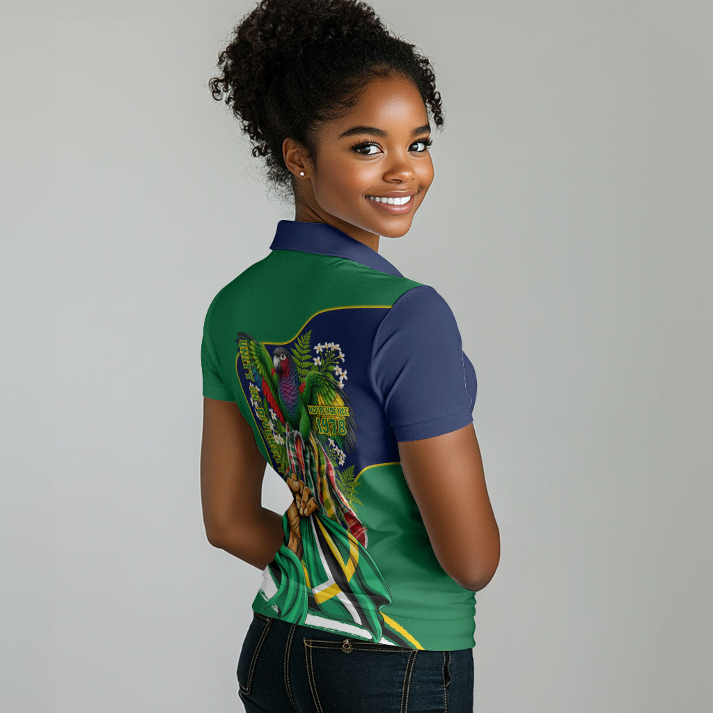 Dominica Independence Day Women Polo Shirt Sisserou Parrot Creole Culture Island Flag Art