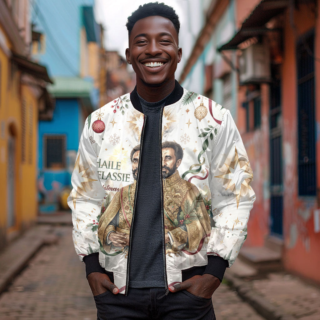 Ethiopia Haile Selassie Christmas Bomber Jacket Royal Ethiopian Orthodox Vintage Style