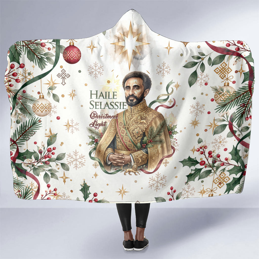 Ethiopia Haile Selassie Christmas Hooded Blanket Royal Ethiopian Orthodox Vintage Style