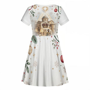 Ethiopia Haile Selassie Christmas Kid Short Sleeve Dress Royal Ethiopian Orthodox Vintage Style