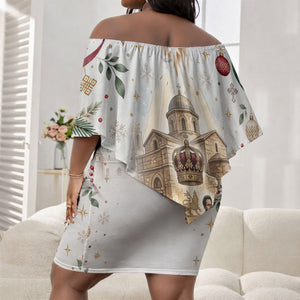 Ethiopia Haile Selassie Christmas Off Shoulder Short Dress Royal Ethiopian Orthodox Vintage Style