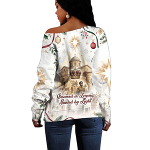 Ethiopia Haile Selassie Christmas Off Shoulder Sweater Royal Ethiopian Orthodox Vintage Style