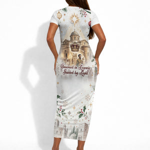 Ethiopia Haile Selassie Christmas Short Sleeve Bodycon Dress Royal Ethiopian Orthodox Vintage Style