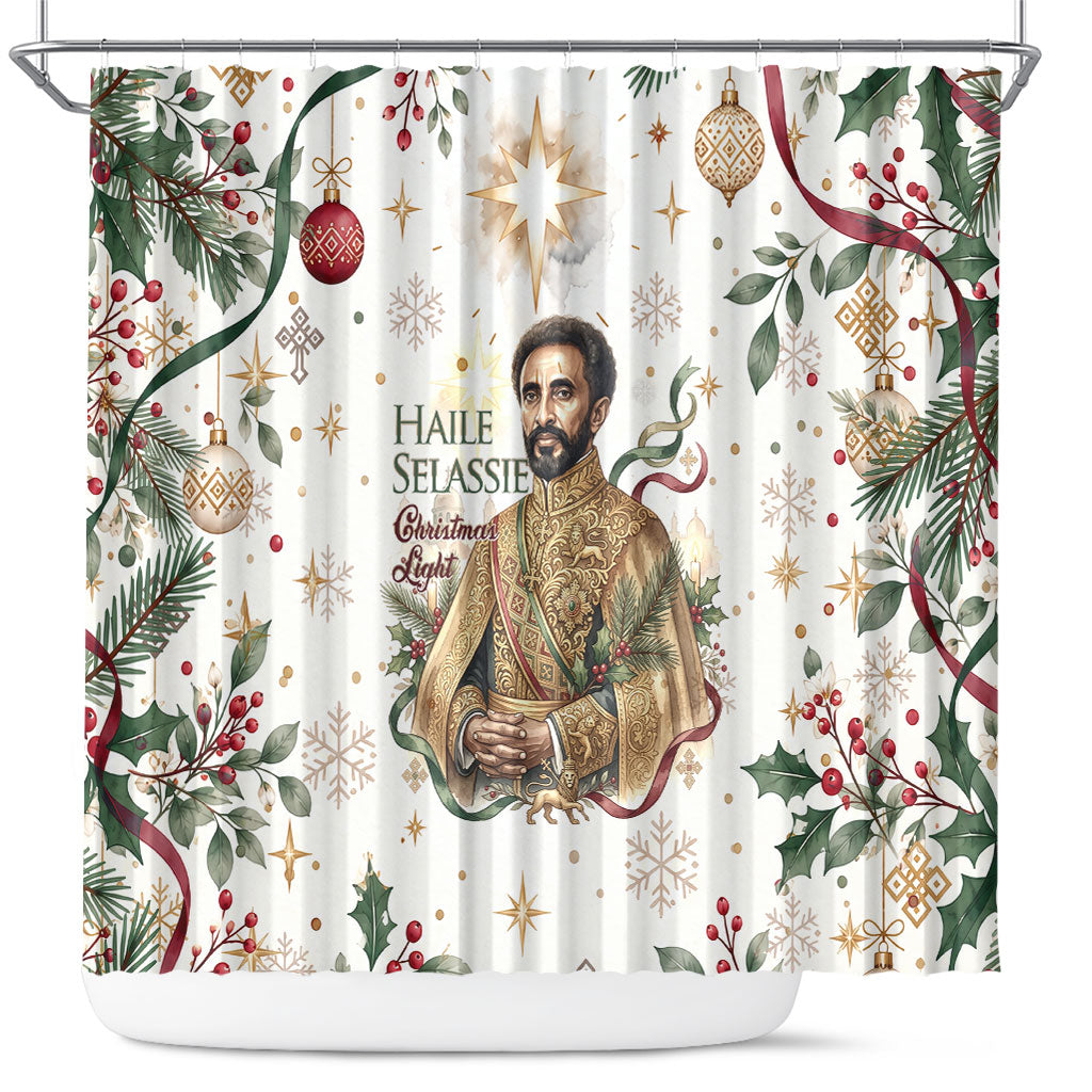 Ethiopia Haile Selassie Christmas Shower Curtain Royal Ethiopian Orthodox Vintage Style