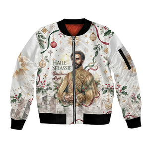 Ethiopia Haile Selassie Christmas Sleeve Zip Bomber Jacket Royal Ethiopian Orthodox Vintage Style