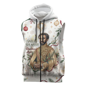 Ethiopia Haile Selassie Christmas Sleeveless Zip Hoodie Royal Ethiopian Orthodox Vintage Style