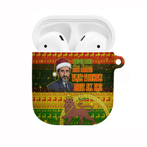 Ethiopia Haile Selassie Christmas AirPods Case King Of Kings Lion Of Judah Ugly Pattern Holiday