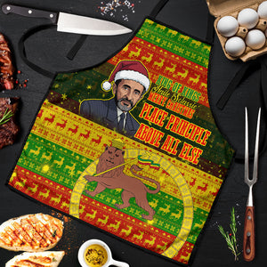 Ethiopia Haile Selassie Christmas Apron King Of Kings Lion Of Judah Ugly Pattern Holiday