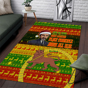 Ethiopia Haile Selassie Christmas Area Rug King Of Kings Lion Of Judah Ugly Pattern Holiday