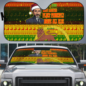 Ethiopia Haile Selassie Christmas Auto Sun Shade King Of Kings Lion Of Judah Ugly Pattern Holiday