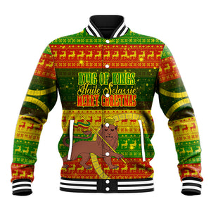 Ethiopia Haile Selassie Christmas Baseball Jacket King Of Kings Lion Of Judah Ugly Pattern Holiday