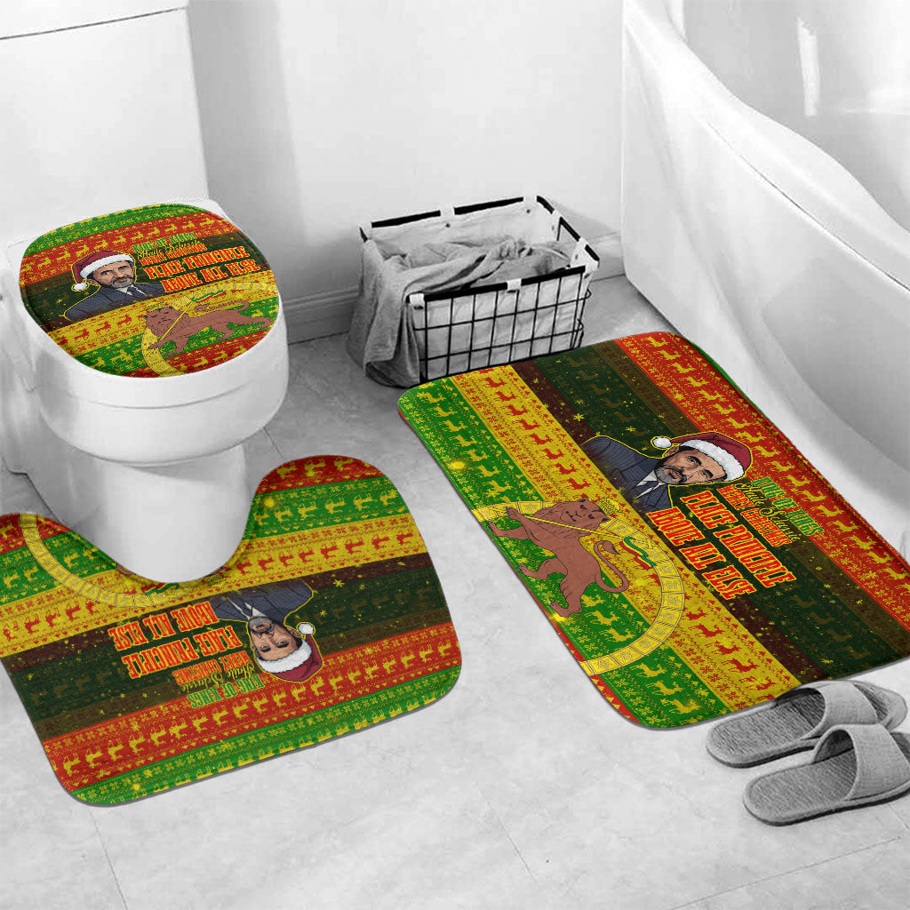 Ethiopia Haile Selassie Christmas Bathroom Set King Of Kings Lion Of Judah Ugly Pattern Holiday