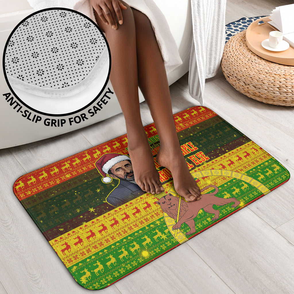 Ethiopia Haile Selassie Christmas Bathroom Set King Of Kings Lion Of Judah Ugly Pattern Holiday