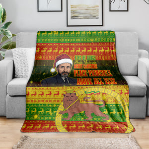 Ethiopia Haile Selassie Christmas Blanket King Of Kings Lion Of Judah Ugly Pattern Holiday
