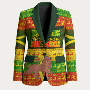 Ethiopia Haile Selassie Christmas Blazer King Of Kings Lion Of Judah Ugly Pattern Holiday