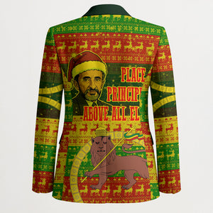 Ethiopia Haile Selassie Christmas Blazer King Of Kings Lion Of Judah Ugly Pattern Holiday