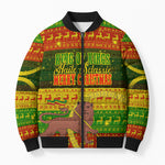 Ethiopia Haile Selassie Christmas Bomber Puffer Jacket King Of Kings Lion Of Judah Ugly Pattern Holiday
